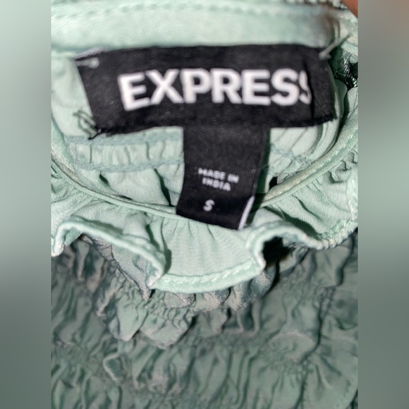 Express green  Ruched Ruffled Blouse - Picture 2 of 8